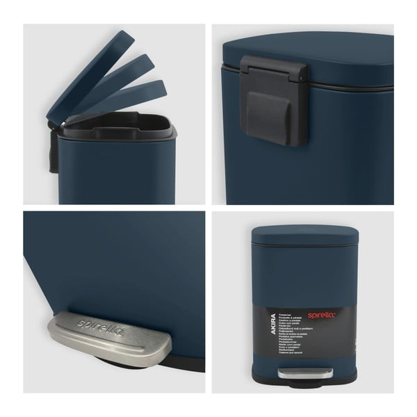 Petrolej zelena željezna kanta za smeće s pedalom 5 l   Akira – Spirella-image-3