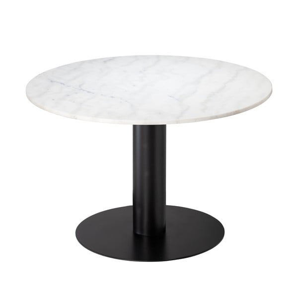 Blagovaonski stol od bijelog mramora s postoljem u crnoj boji RGE Pepo, ⌀ 105 cm