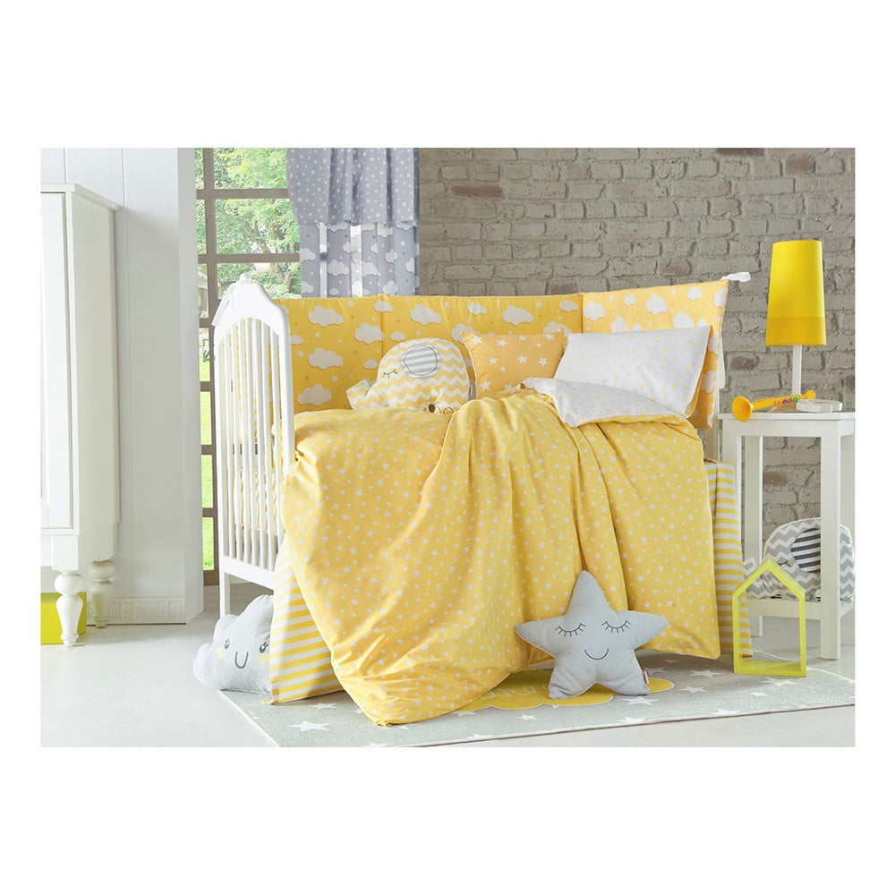 Žuta dječja pamučna posteljina s posteljinom Mike &amp; Co. NEW YORK Carino, 90 x 120 cm