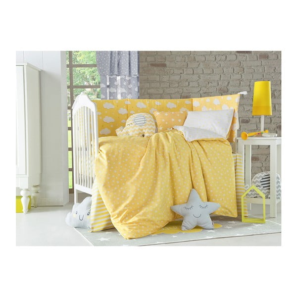 Žuta dječja pamučna posteljina s posteljinom Mike &amp; Co. NEW YORK Carino, 90 x 120 cm