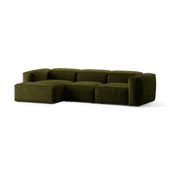 Zelena kutna garnitura od samta (s lijevim kutom/s ležaljkom) Bergamo – Cosmopolitan Design-image-2