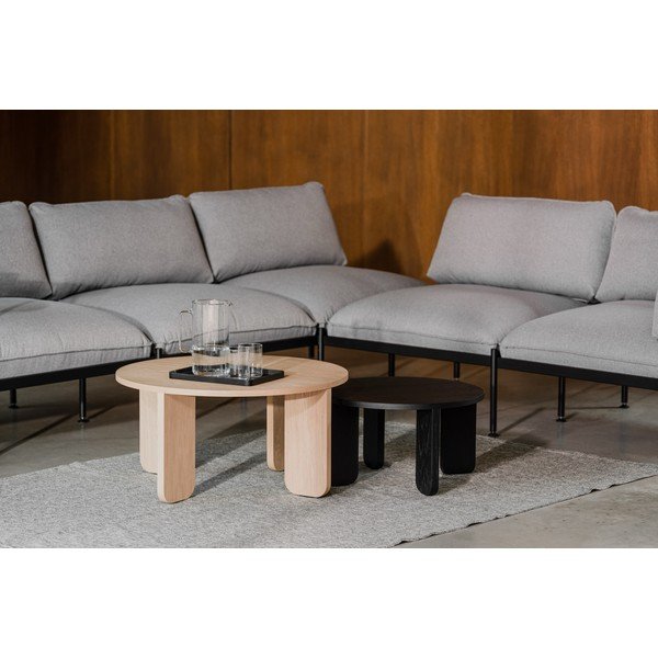 Crni okrugao stolić za kavu s pločom stola u dekoru hrasta ø 55 cm Kuvu – noo.ma-image-2