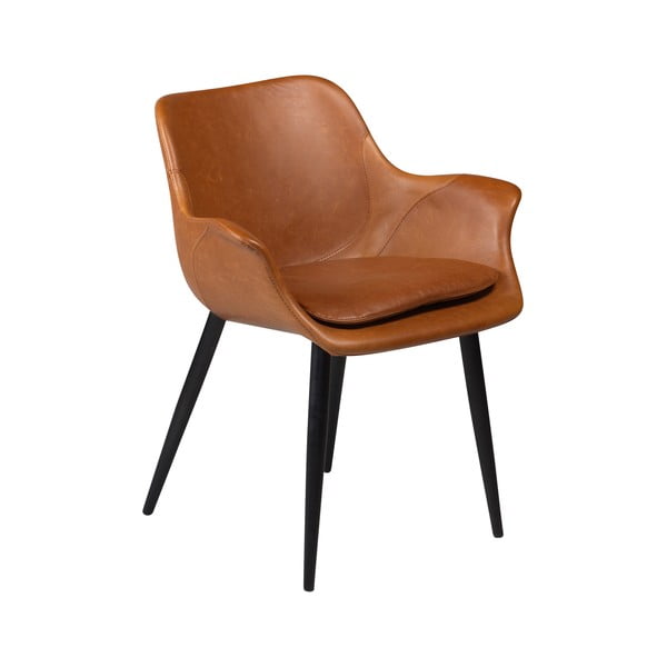 Smeđa stolica za blagovanje od eko kože s naslonima za ruke DAN-FORM Denmark Combino