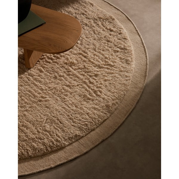 Krem ručno rađen vunen okrugao tepih ø 200 cm Marely – Kave Home-image-1