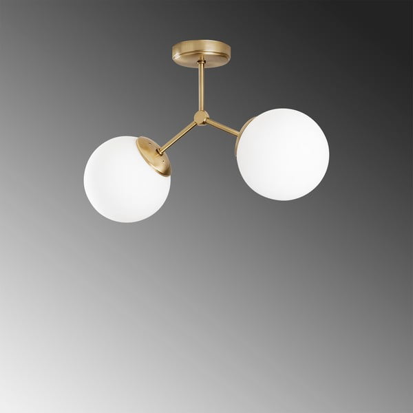 Bijela/mjedena stropna svjetiljka sa staklenim sjenilom 15x44 cm Damar – Opviq lights-image-3