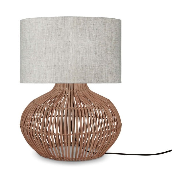 Krem/u prirodnoj boji stolna lampa s tekstilnim sjenilom (visina 48 cm) Kalahari – Good&Mojo