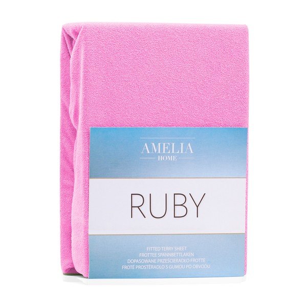 Ružičasta plahta s gumicom s visokim udjelom pamuka AmeliaHome Ruby, 140/160 x 200 cm-image-1