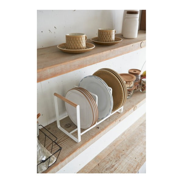 Bijelo postolje za tanjure s detaljima od bukovine YAMAZAKI Tosca-image-1