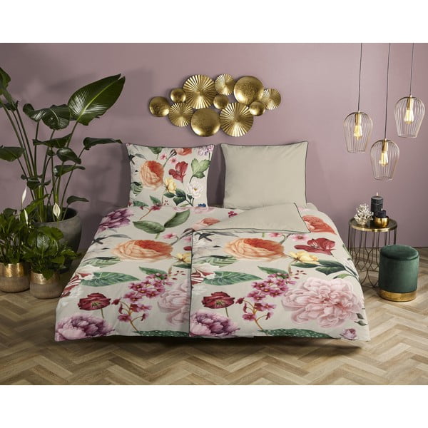 Bež posteljina za krevet za jednu osobu od pamučnog satena 140x200 cm – Descanso-image-1