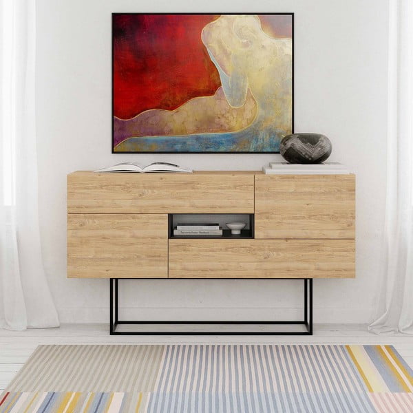 Niska komoda u dekoru hrasta u prirodnoj boji 145x82 cm Titan – Marckeric-image-1