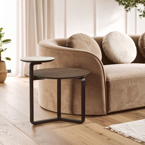 Smeđi okrugao stolić za kavu od masivnog eukaliptusa 55x67 cm Imperia – Premier Housewares-image-2