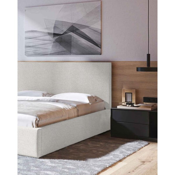 Bež tapecirani bračni krevet s prostorom za pohranu s podnicom 140x200 cm Bufo – MESONICA-image-4