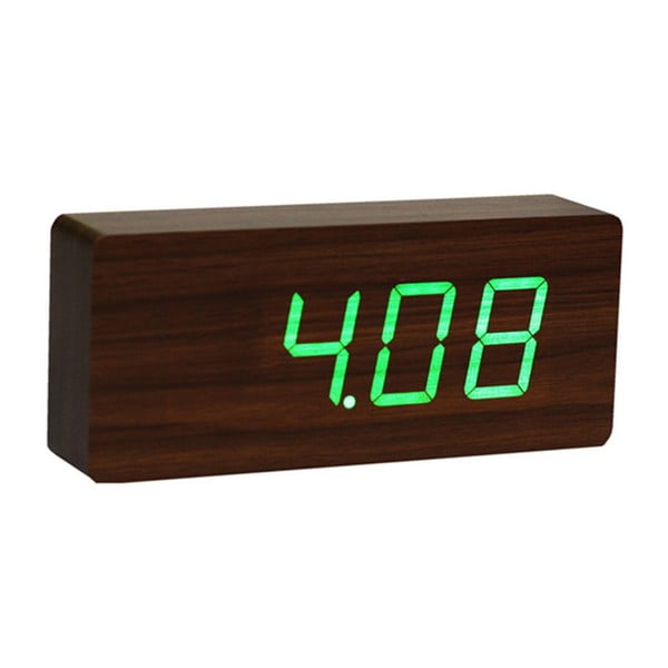 Tamnosmeđa budilica sa zelenim LED zaslonom Gingko Slab Click Clock-image-2