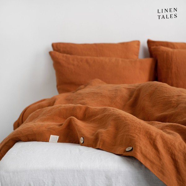Lanena produljena posteljina za bračni krevet u boji cigle 200x220 cm - Linen Tales-image-2