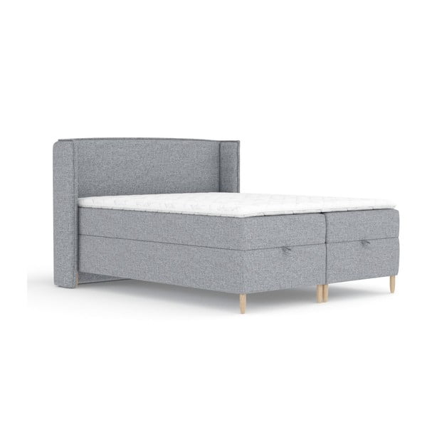 Sivi boxspring krevet s prostorom za pohranu 160x200 cm Monpelli – Maison de Rêve