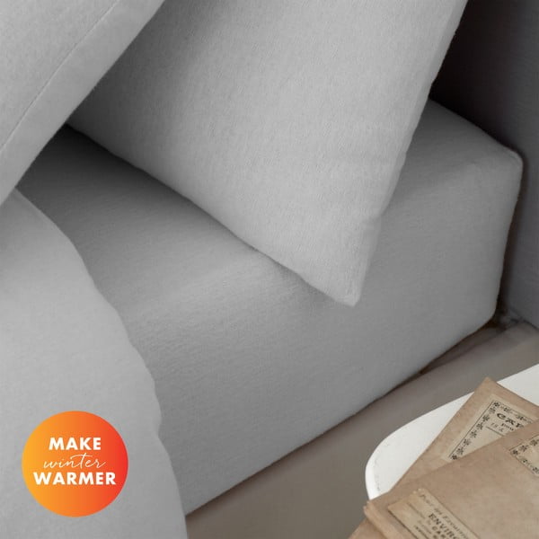 Siva flanelska plahta s gumom 150x200 cm Brushed – Catherine Lansfield-image-4