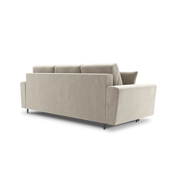 Bež baršunasti sklopiva/s prostorom za odlaganje sofa 235 cm Kyoto – Cosmopolitan Design-image-3