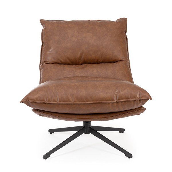 Konjak smeđa fotelja s prostorom za odlaganje od imitacije kože Alanez – Bizzotto-image-2