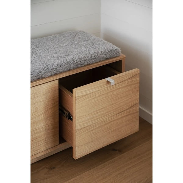 Sivi/u prirodnoj boji ormarić za cipele u dekoru hrasta s klupom Confetti – Rowico-image-1