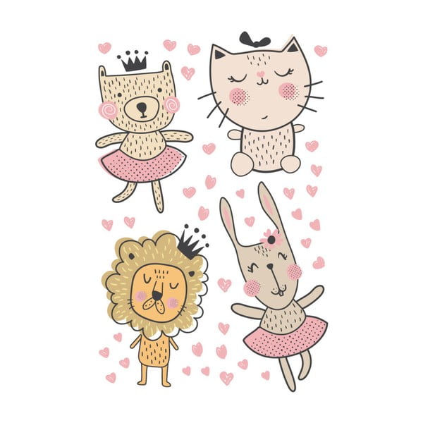 Set zidnih dječjih samoljepivih naljepnica Ambiance Scandinavian Animals with Hearts-image-2