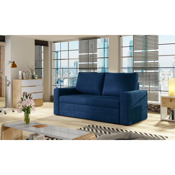 Plava baršunasti sklopiva/s prostorom za odlaganje sofa 151 cm Wave – ELTAP-image-1
