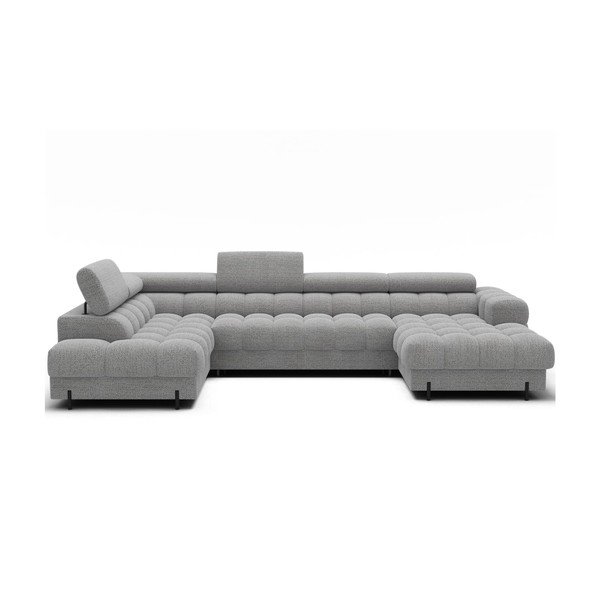 Siva sklopiva kutna garnitura od bouclé tkanine (s lijevim kutom/u obliku slova "U") Feraria – ELTAP