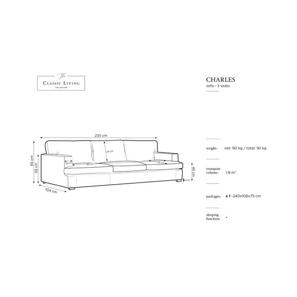 Plava sofa Windsor & Co Sofas Daphne, 235 cm-image-2