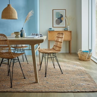 Plavi/u prirodnoj boji ručno rađen juten tepih 200x290 cm Jute Boucle Blue – Flair Rugs