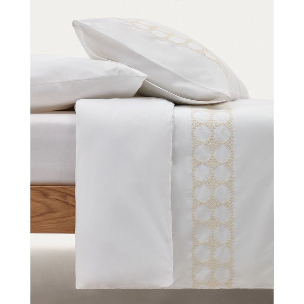 Bijela plahta s gumom od pamučnog perkala 180x200 cm Teia – Kave Home-image-3