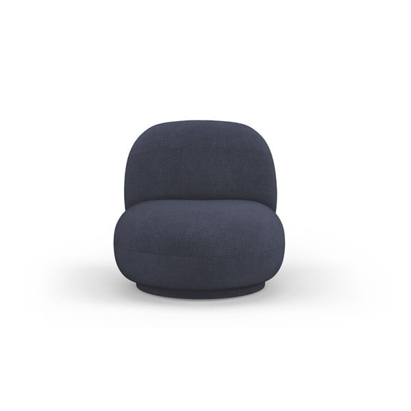Tamno plava fotelja od bouclé tkanine Chuck – Micadoni Home