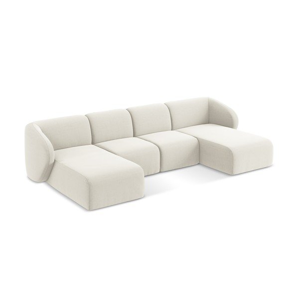 Bež baršunasti kutna garnitura (u obliku slova "U") Lani – Makamii-image-2