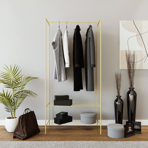 Metalni stalak za odjeću u zlatnoj boji Frankenthal – Kalune Design-image-2