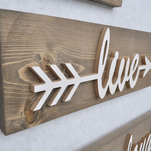 Set od 3 drvene zidne dekoracije White Love-image-2