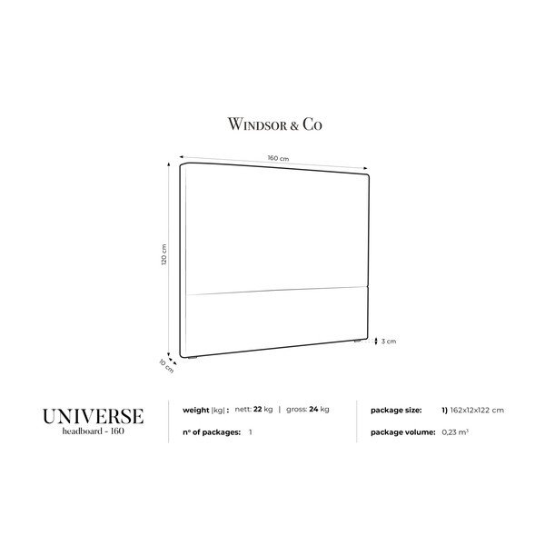 Kremasto bijelo uzglavlje Windsor &amp; Co Sofa UNIVERSE, 160 x 120 cm-image-3
