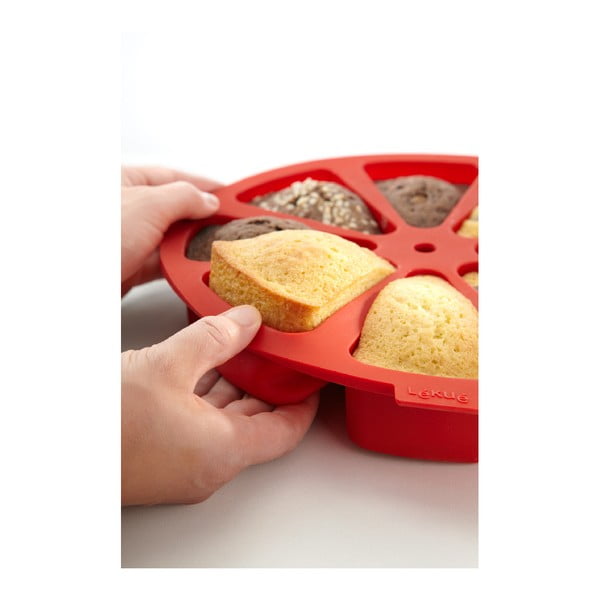 Crveni silikonski kalup s odjeljenim kriškama torte Lékué, ⌀ 26,5 cm-image-3