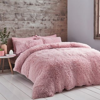 Roza posteljina od mikropliša Catherine Lansfield Cuddly, 135 x 200 cm