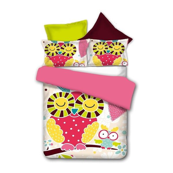 Dvostrana posteljina od mikrovlakana DecoKing Basic DecoKing Owls Funnystory, 135 x 200 cm