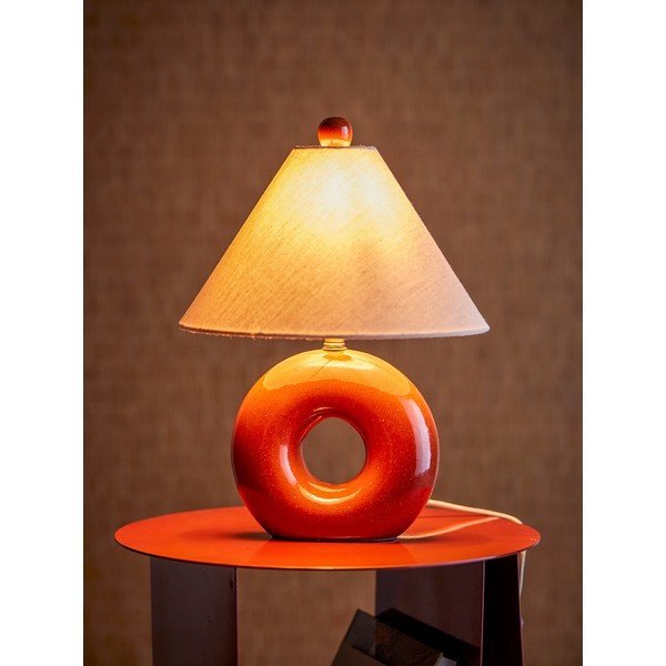 Crvena/krem stolna lampa keramička s tekstilnim sjenilom (visina 42 cm) Panja – Bloomingville-image-1
