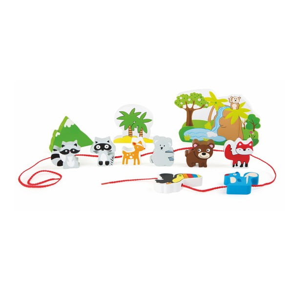 Set drvenih igračaka povezanih konopcem Legler Safari