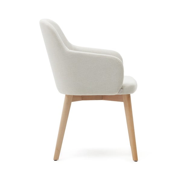 Krem podstavljena blagovaonska stolica s naslonima za ruke Nelida – Kave Home-image-3