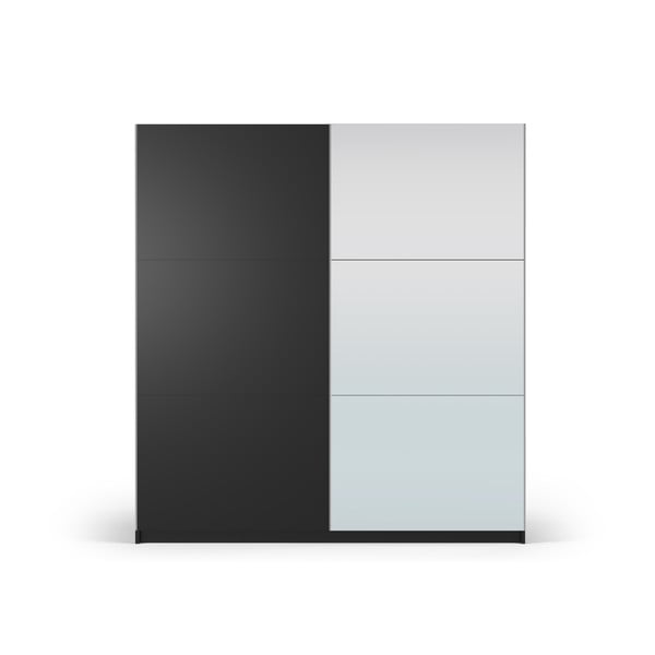 Crni ormar s ogledalom i kliznim vratima 200x215 cm Lisburn - Cosmopolitan Design