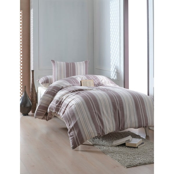 Smeđa/bež posteljina za krevet za jednu osobu 140x200 cm Lima – Mijolnir