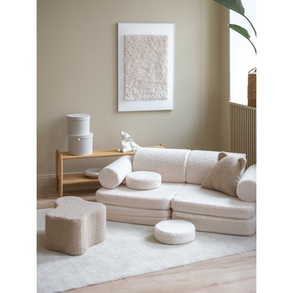 Krem dječji kauč od bouclé tkanine 132 cm Settee – Wigiwama-image-4