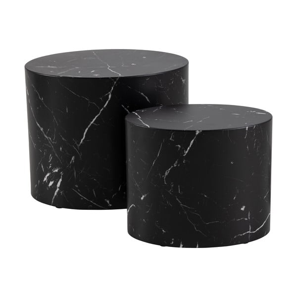 Crni stolići za kavu u setu od 2 komada u dekoru mramora 48x33 cm Mice - Actona