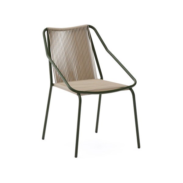 Tamno zelena/bež metalna vrtna stolica Zivia – Kave Home