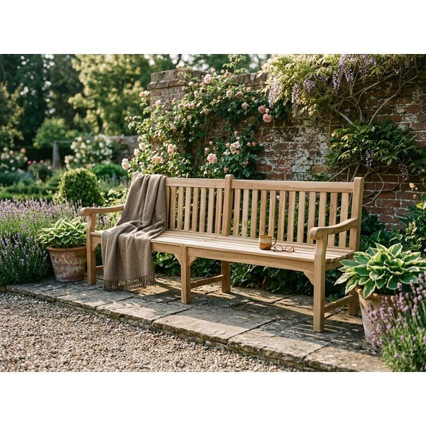 Vrtna klupa od masivnog drveta u prirodnoj boji Madura – Garden Pleasure-image-1