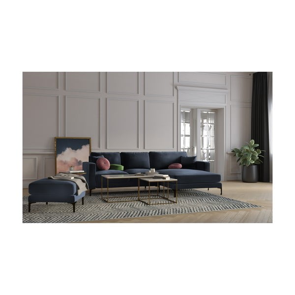 Tamnoplavi baršunasti podnožnik Kooko Home Harmony-image-3