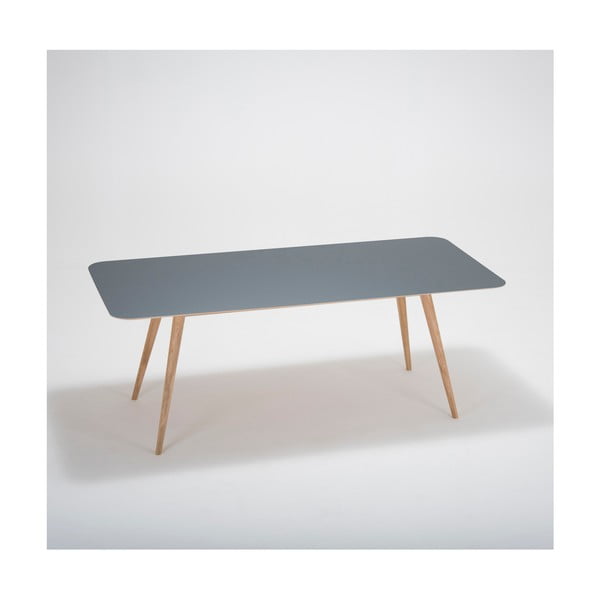 Blagovaonski stol od punog hrasta s crnom pločom Gazzda Linn, 200 x 90 cm
