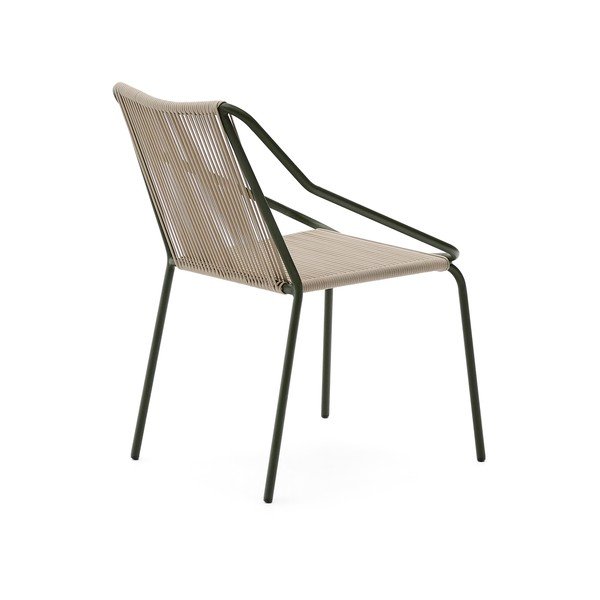 Tamno zelena/bež metalna vrtna stolica Zivia – Kave Home-image-4