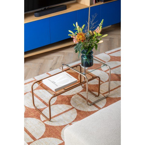 Smeđi stolić za kavu sa staklenom pločom stola 40x80 cm Ventana – Leitmotiv-image-1